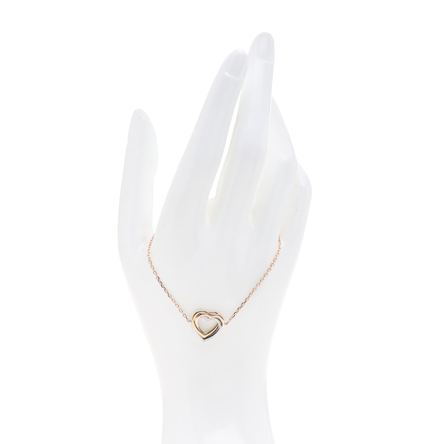 18K Pink Yellow White Gold Trinity Heart Bracelet