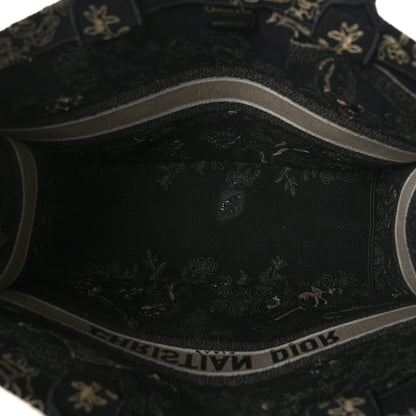 Christian Dior Canvas Embroidered Large Ornamental Cornely Book Tote Black Beige 7 of 9