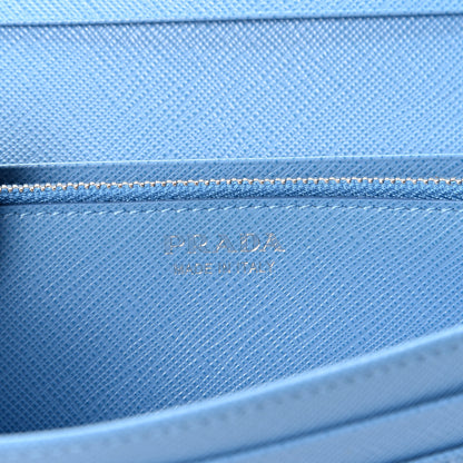 Prada Saffiano Triangle Continental Flap Wallet Mare 5 of 8