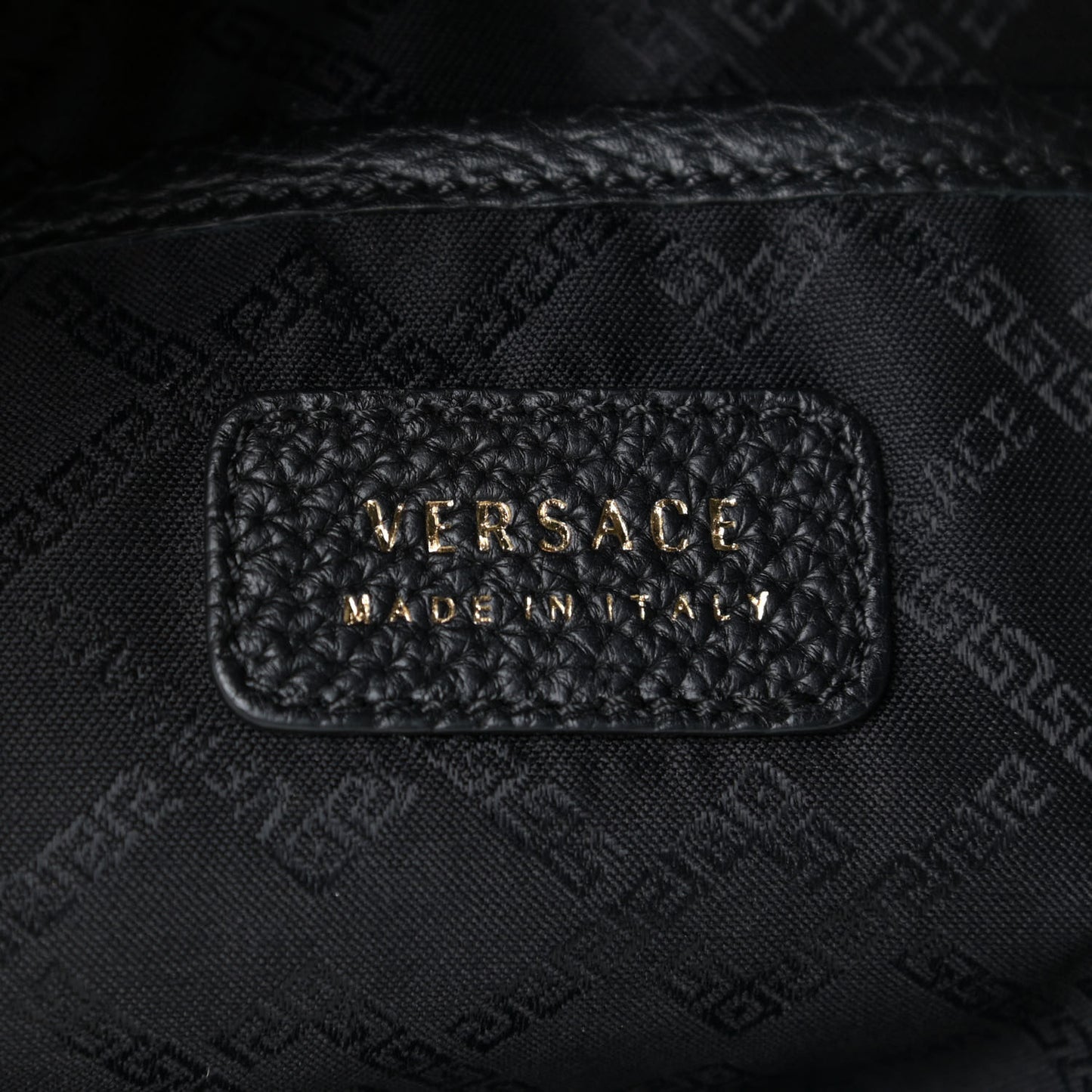 Grained Calfskin Medusa Messenger Bag Black