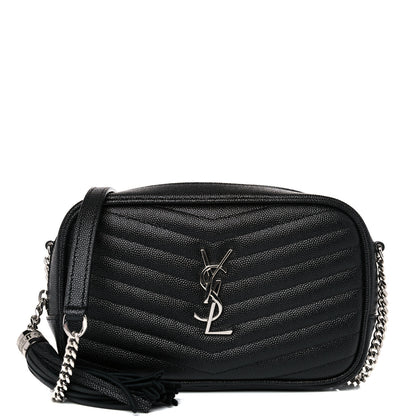 Saint Laurent Grain De Poudre Matelasse Monogram Mini Lou Camera Bag Black 1 of 11