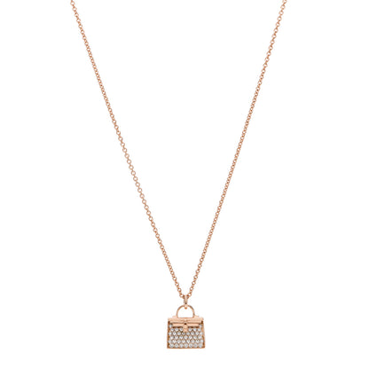 Hermes 18K Rose Gold Diamond Kelly Amulettes Pendant Necklace 1 of 5