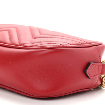 Gucci Calfskin Matelasse Small GG Marmont Chain Shoulder Bag Hibiscus Red 12 of 14