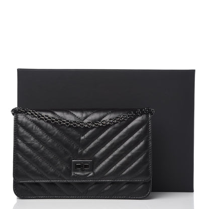 Chanel Aged Calfskin Chevron Quilted Reissue Wallet On Chain WOC So Black 11 of 11