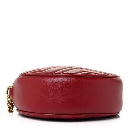 Gucci Glazed Calfskin Matelasse Heart Mini GG Marmont Round Shoulder Bag Romantic Cerise 4 of 8