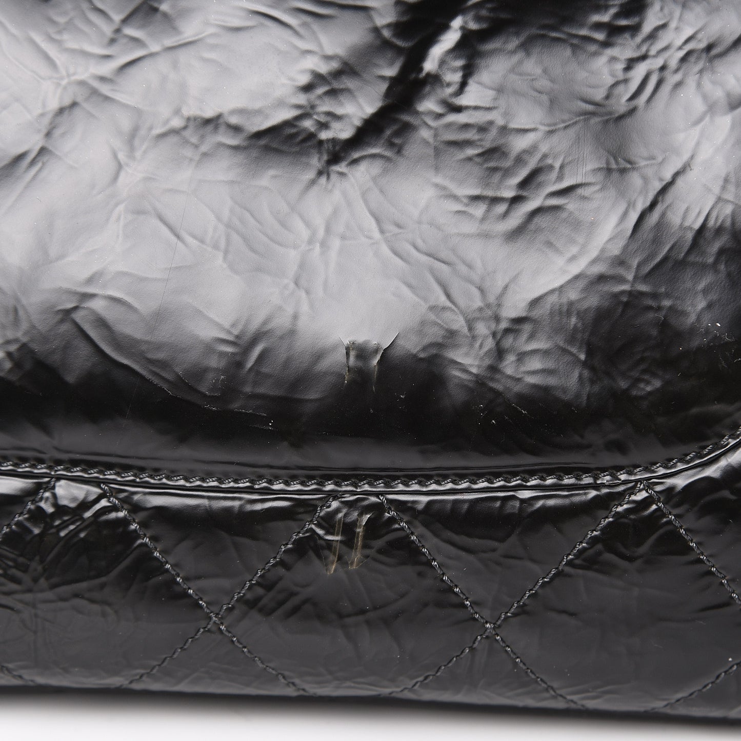 Aged Glazed Nylon Quilted Shopping Tote Dark Grey