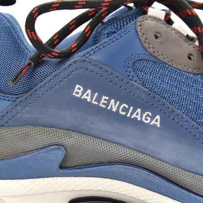 Balenciaga Mesh Nubuck Mens Triple S Sneakers 41 Navy Gris 6 of 7