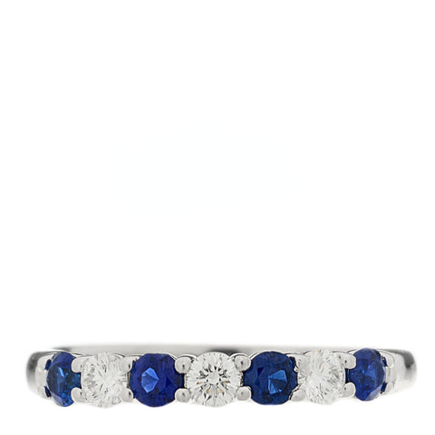 Platinum Diamond Blue Sapphire Embrace Half Circle Ring 65 11