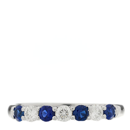 Tiffany Platinum Diamond Blue Sapphire Embrace Half Circle Ring 65 11 1 of 5