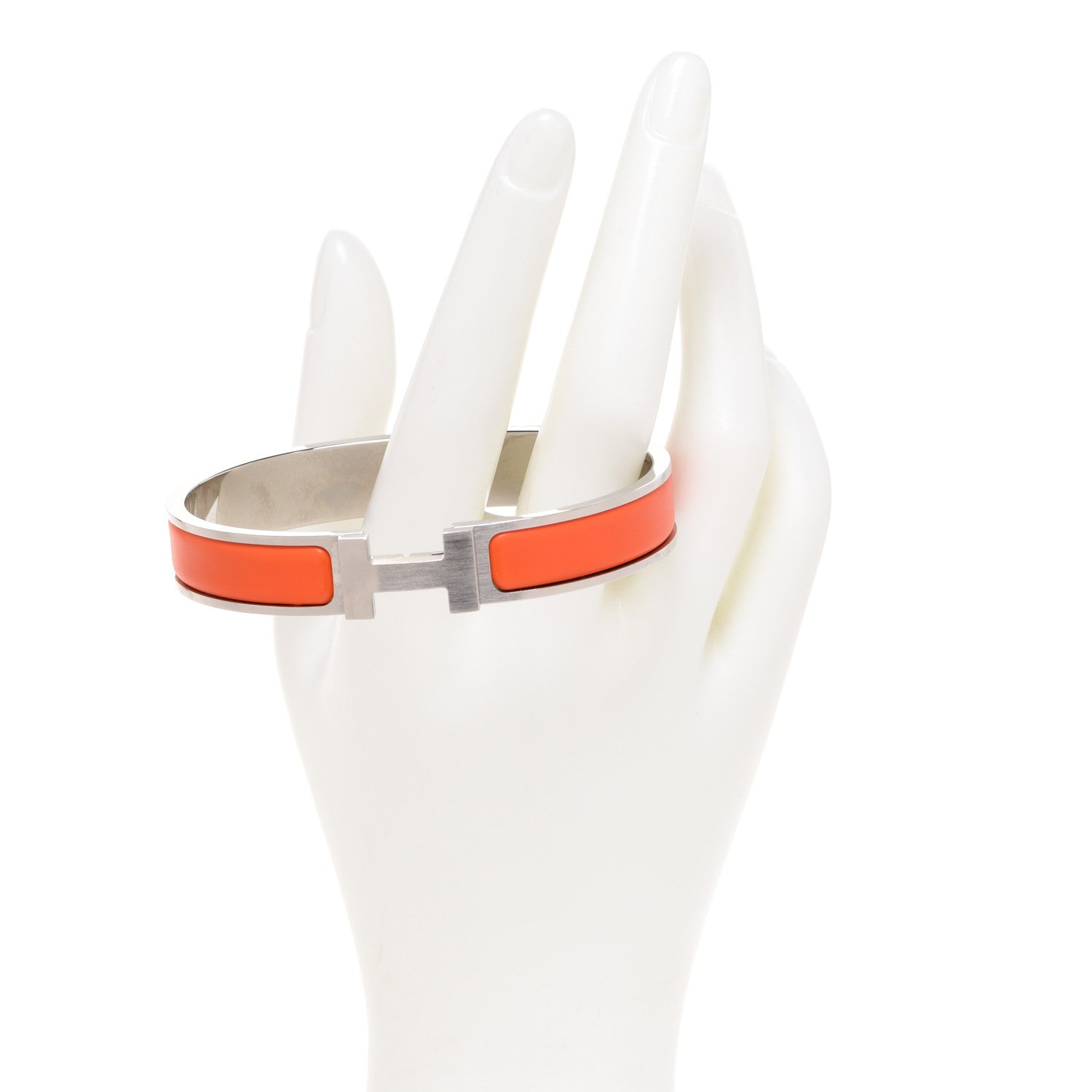 Hermes Matte Enamel Narrow Clic Clac HH Bracelet T6 Orange 2 of 6