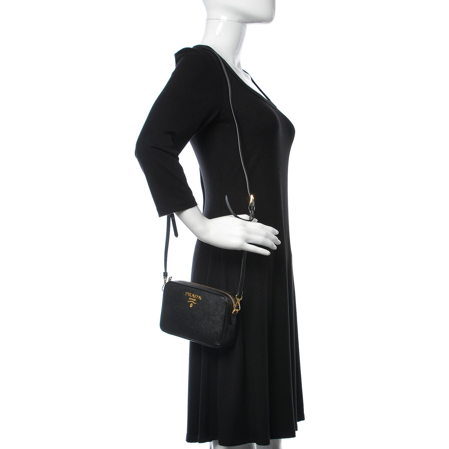 Saffiano Small Camera Crossbody Bag Black