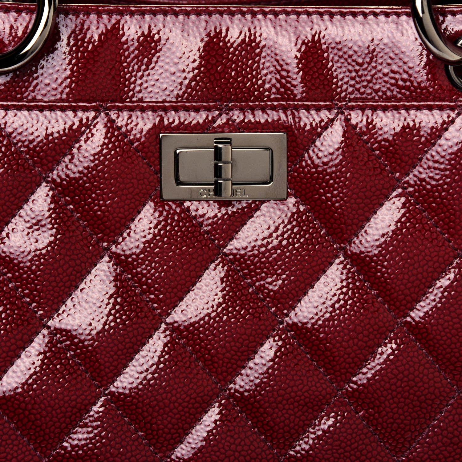 Chanel Patent Caviar Diamond Quilted Large Shine Reissue Tote Red 11 of 11