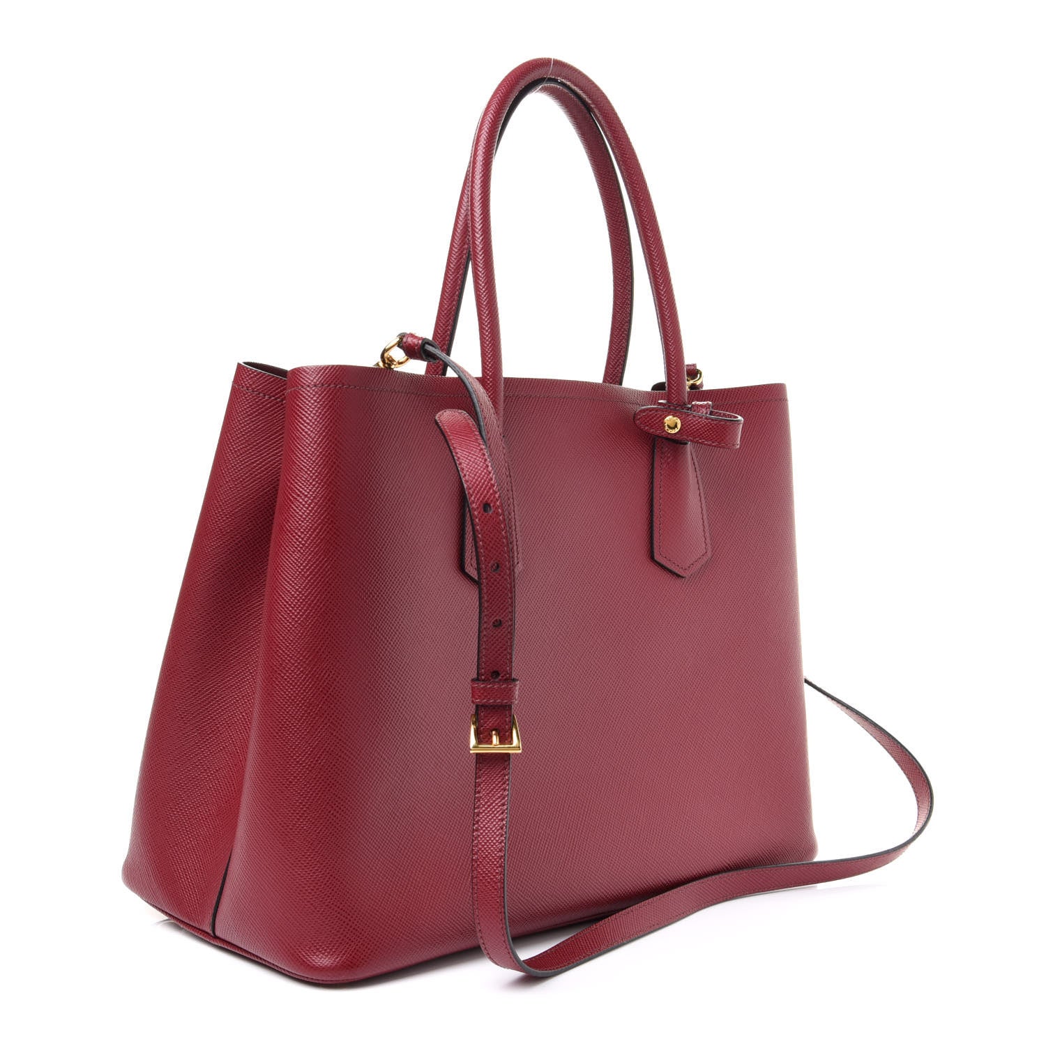 Prada Saffiano Cuir Large Double Bag Fuoco 2 of 12