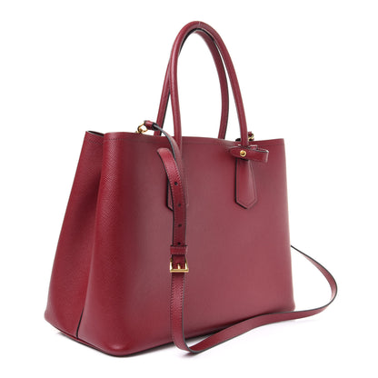 Prada Saffiano Cuir Large Double Bag Fuoco 2 of 12