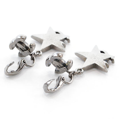 Chanel Glitter CC Star Drop Clip On Earrings Silver 2 of 4