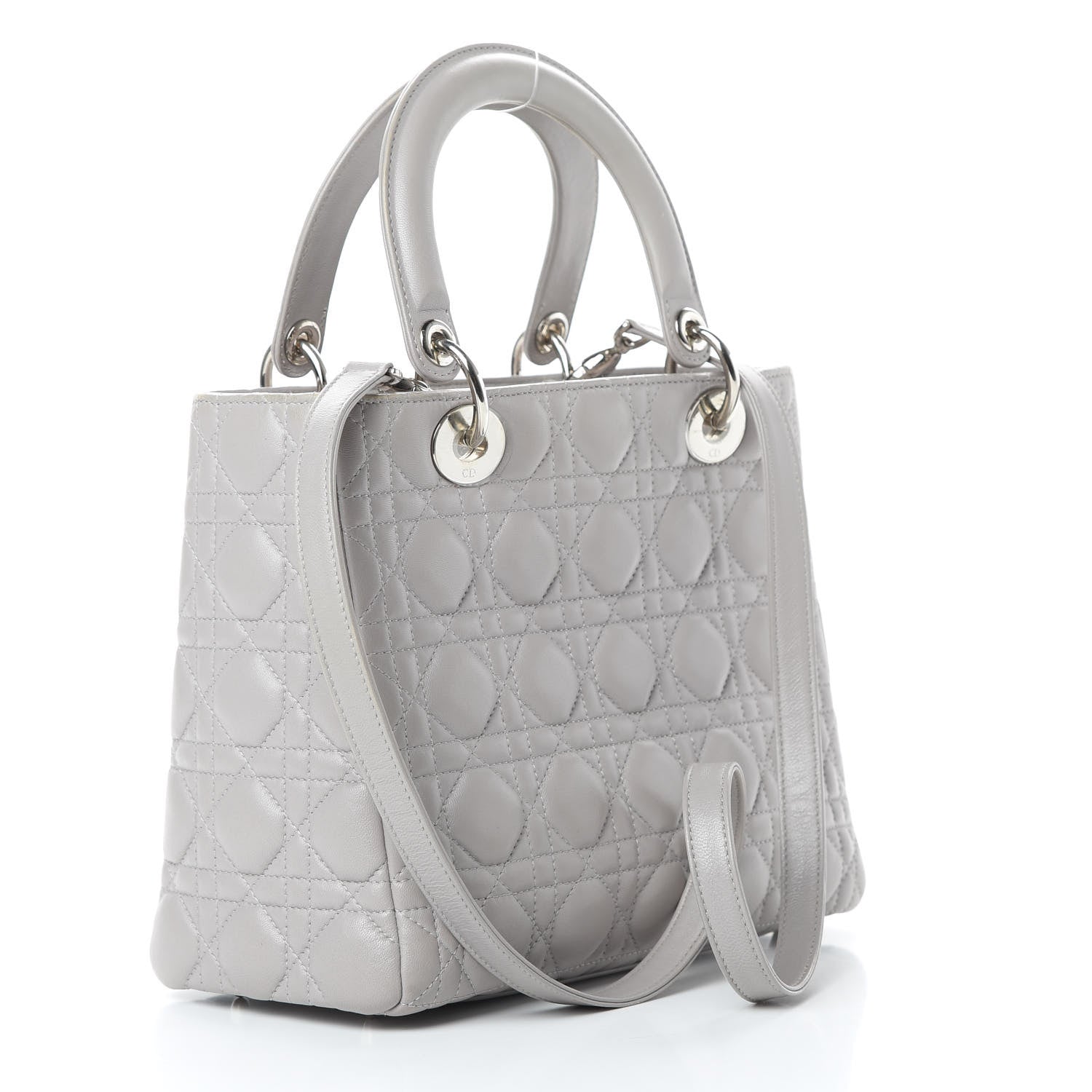Christian Dior Lambskin Cannage Medium Lady Dior Grey 3 of 13