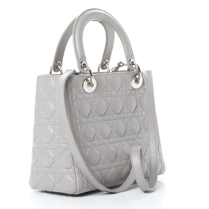 Christian Dior Lambskin Cannage Medium Lady Dior Grey 3 of 13
