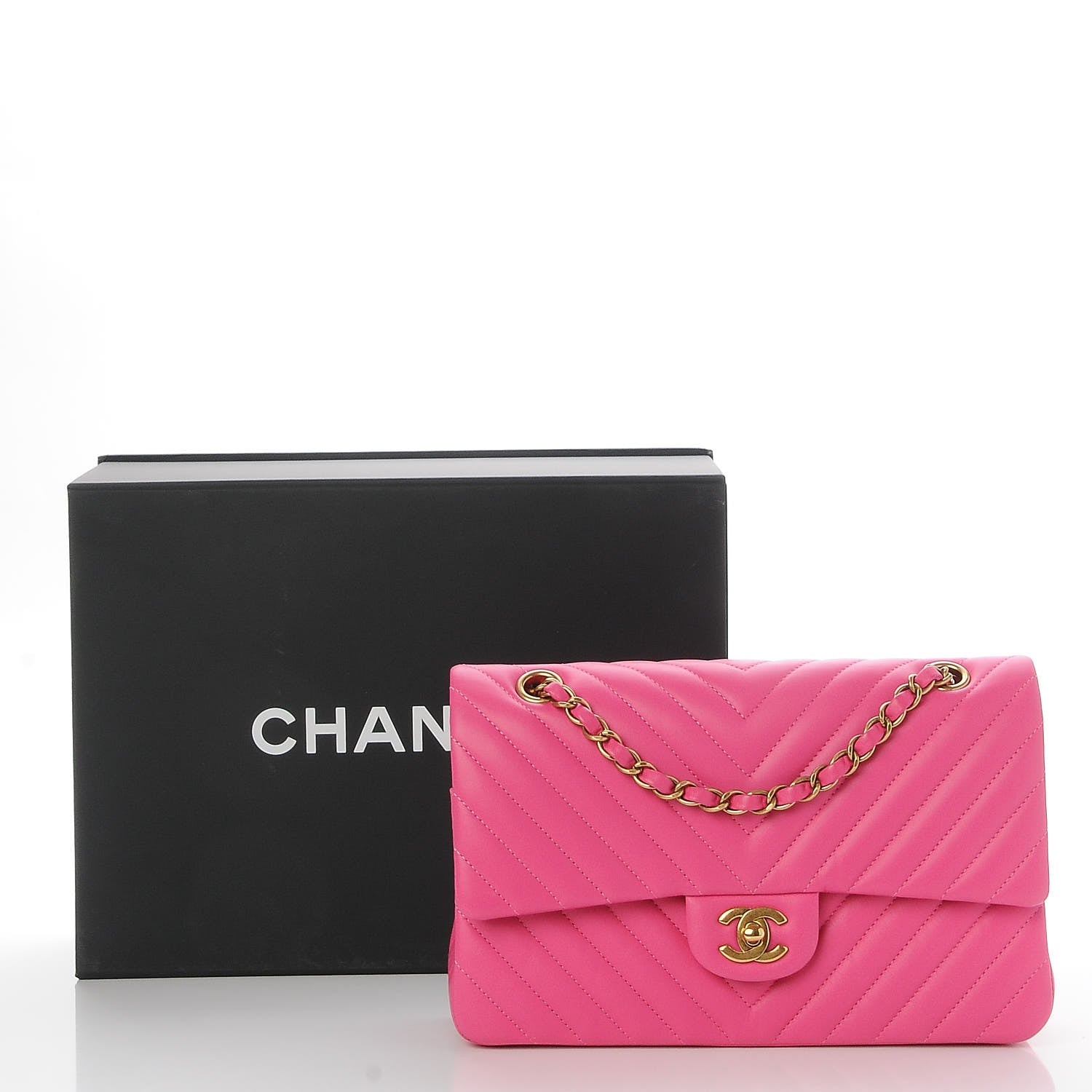 Chanel Lambskin Chevron Quilted Medium Double Flap Pink 9 of 9