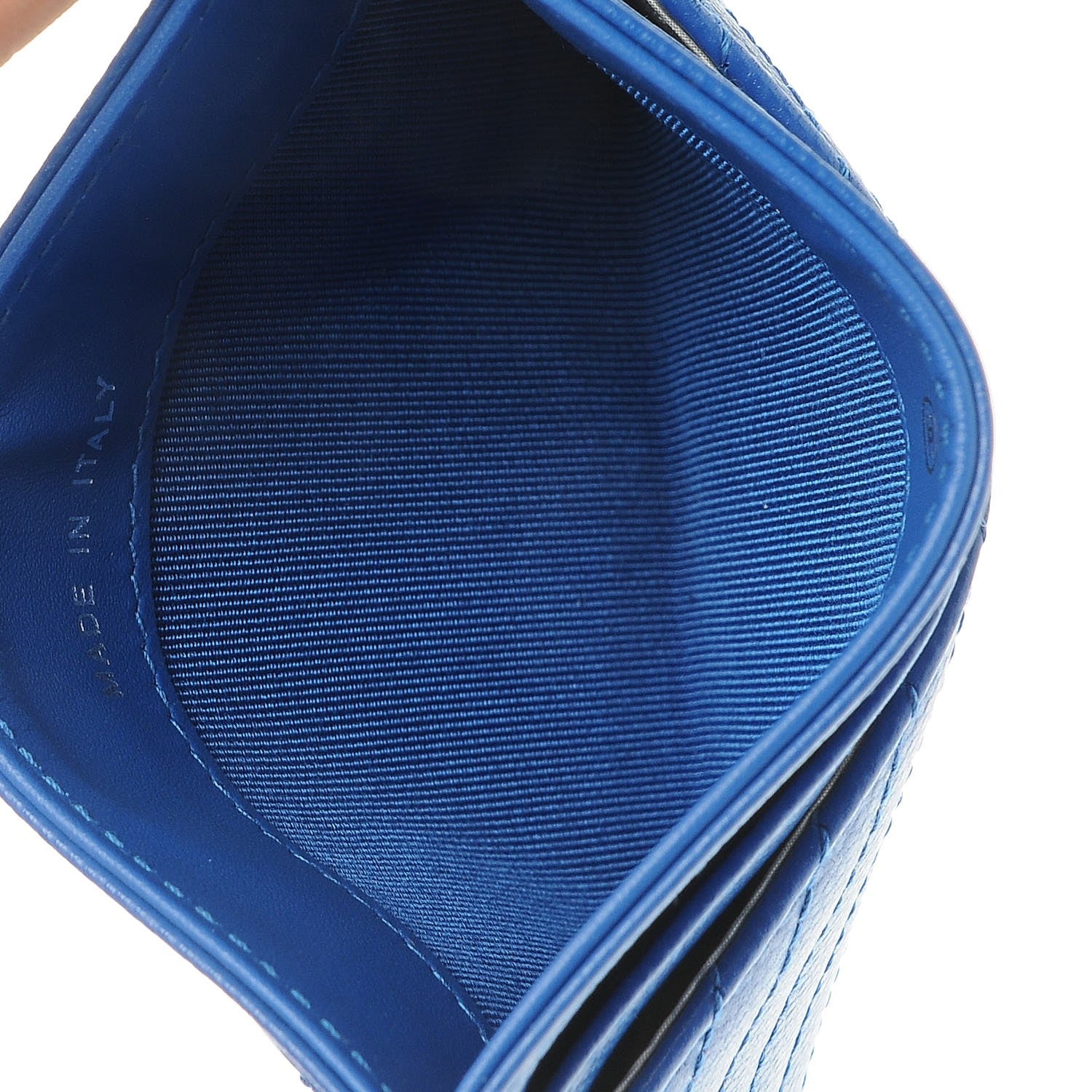 Chanel Caviar Chevron Quilted Card Holder Bright Blue 8 of 9