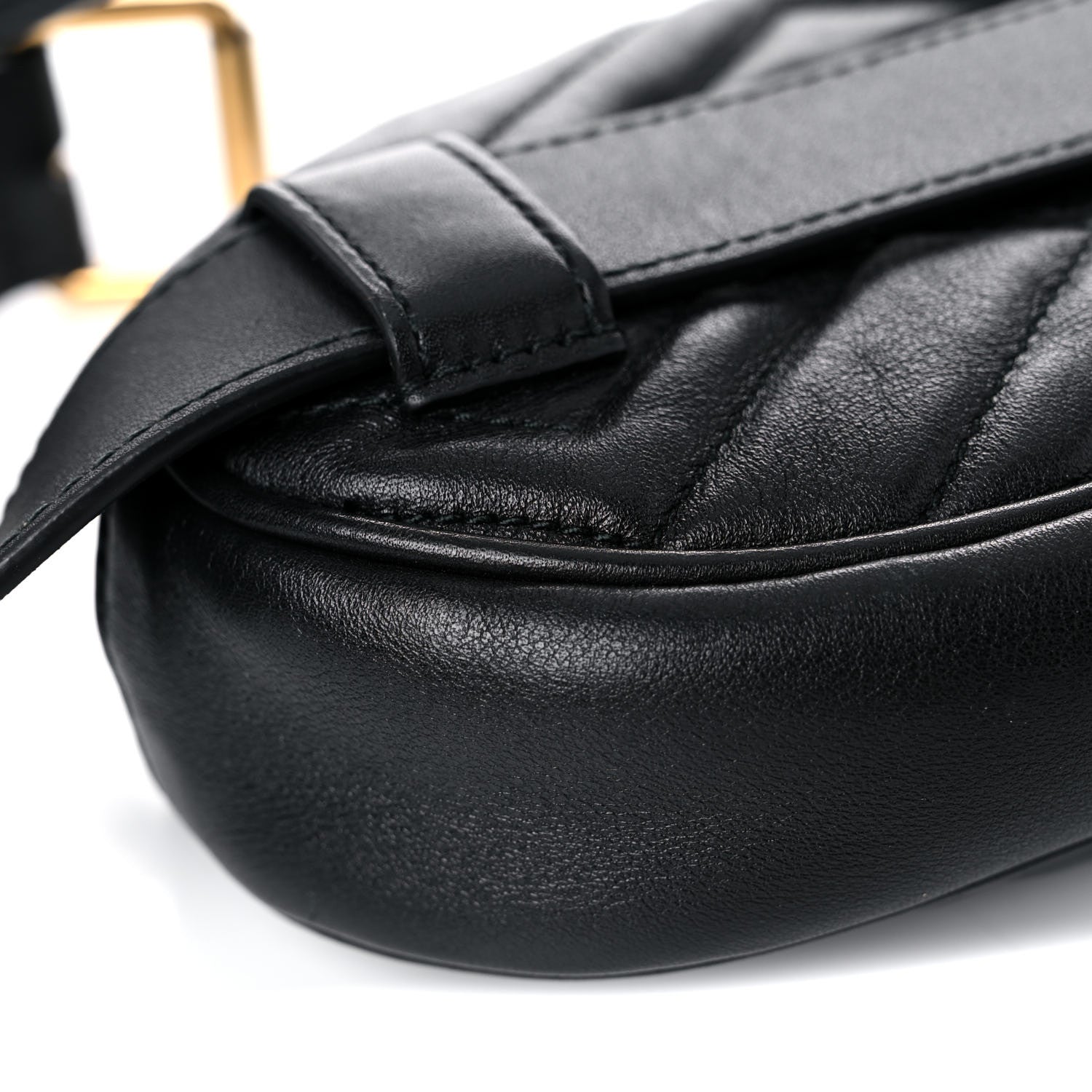 Gucci Calfskin Matelasse GG Marmont Belt Bag 85 34 Black 10 of 21