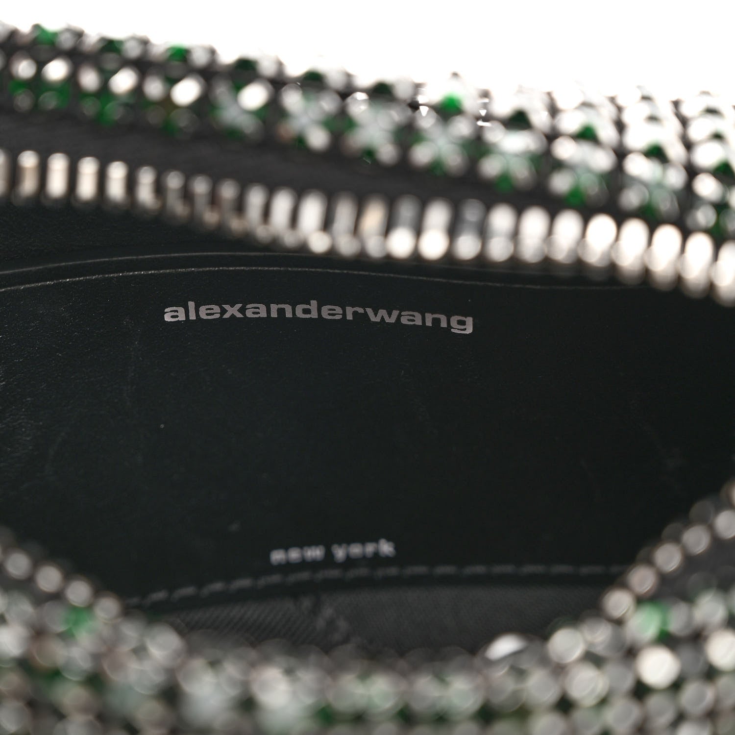 Alexander Wang Mesh Crystal Rhinestone Mini Heiress Pouch Emerald Green 6 of 9