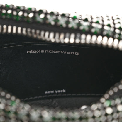 Alexander Wang Mesh Crystal Rhinestone Mini Heiress Pouch Emerald Green 6 of 9