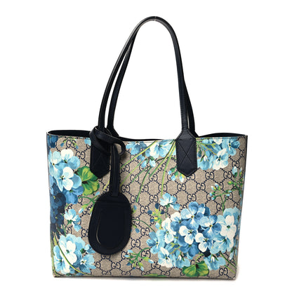 Gucci GG Supreme Monogram Blooms Small Reversible Tote Beige Blue Navy 1 of 16