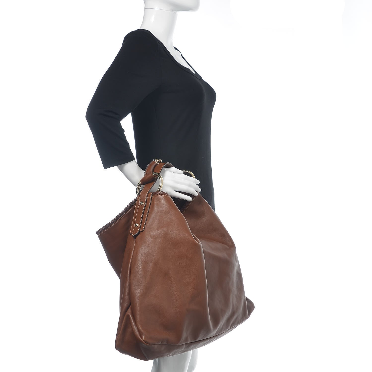 Gucci Calfskin Large Horsebit Chain Hobo Brown 2 of 11