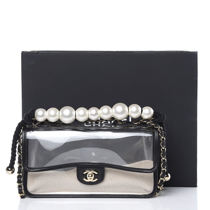 Chanel Lambskin PVC Sand By The Sea Flap With Pearl Strap Black 10 of 10