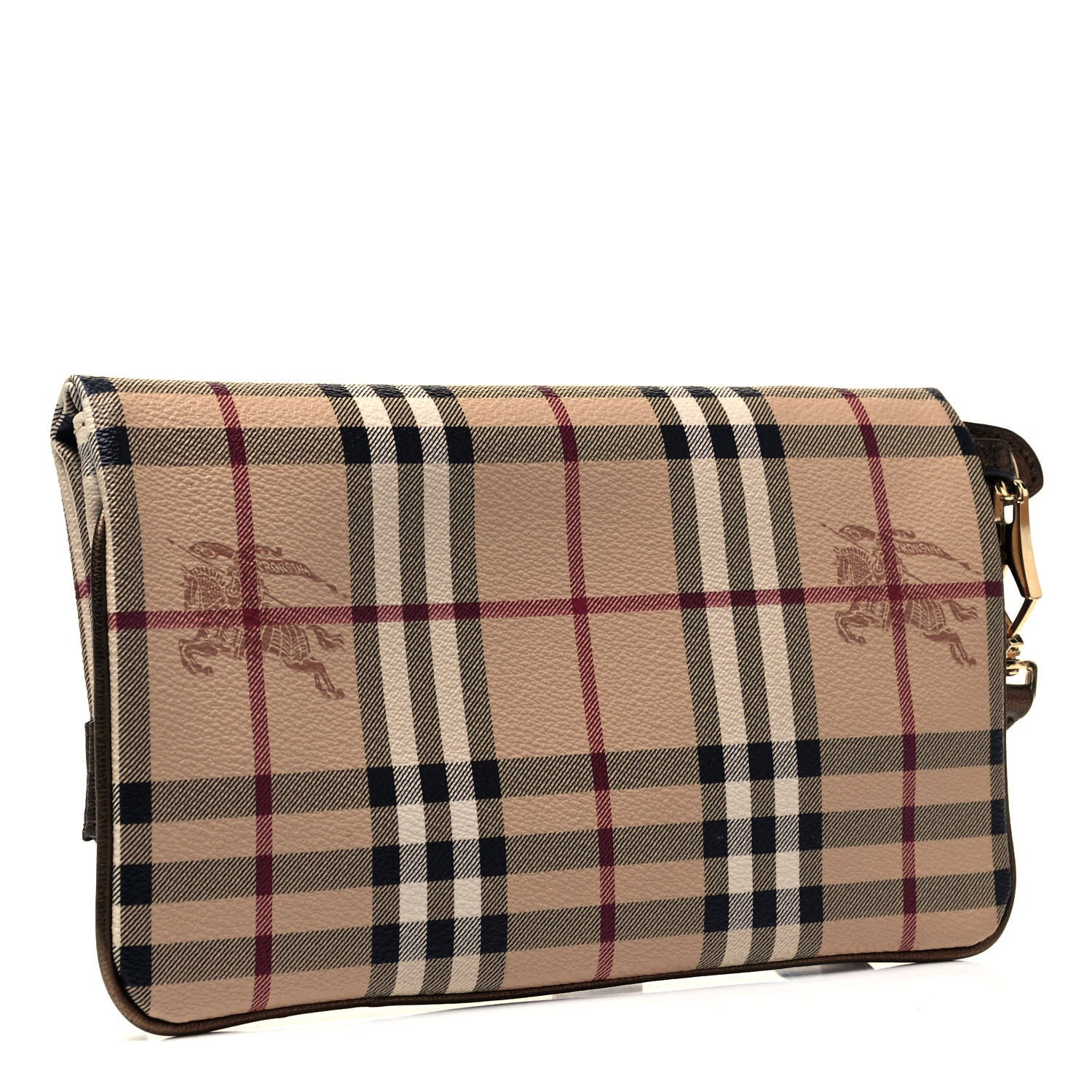 Burberry Haymarket Check Metallic Adeline Foldover Clutch Brown 3 of 7