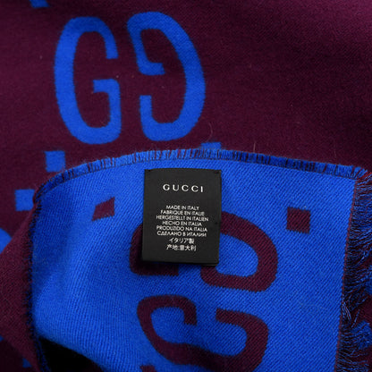 Gucci Wool Silk Monogram Jumbo GG Freedom Scarf Lacquer Blue 4 of 4