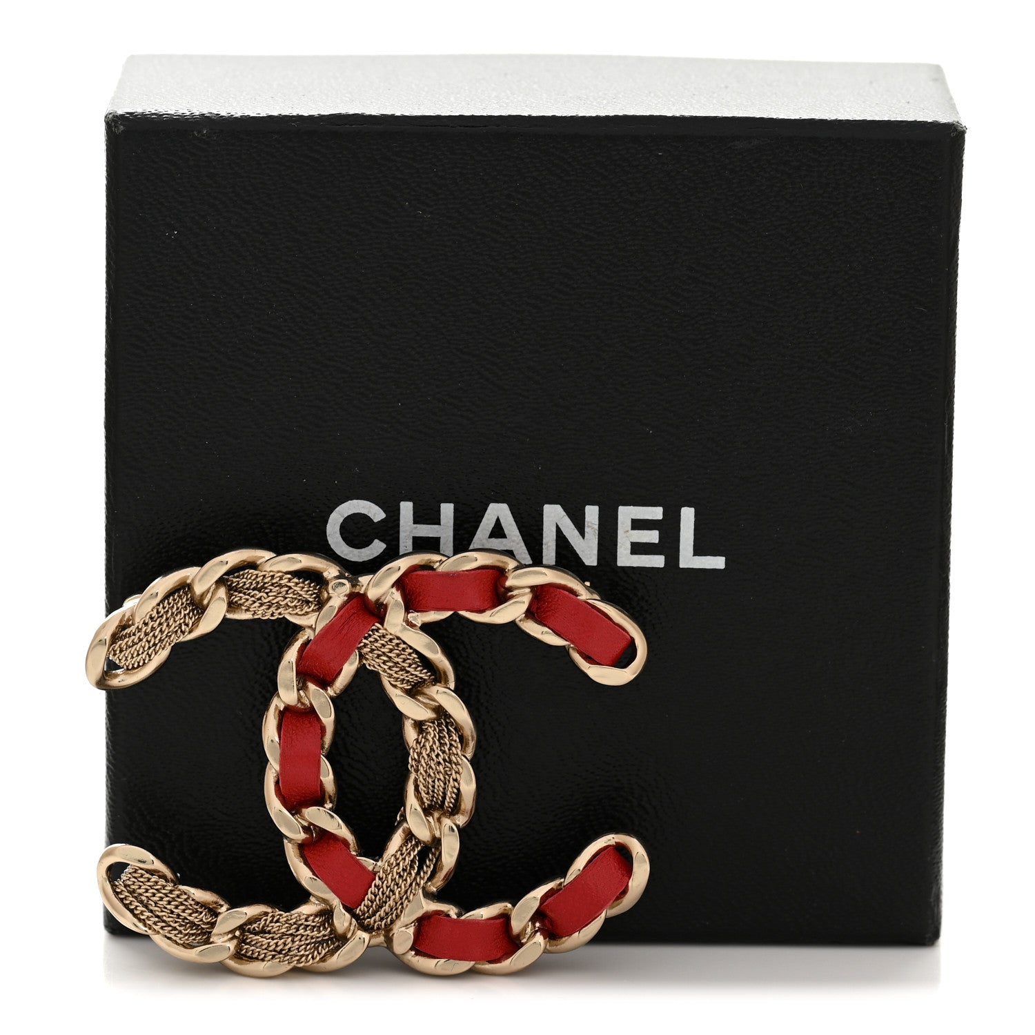 Chanel Metal Chain French New Wave CC Brooch Red Gold 4 of 4