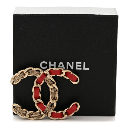 Chanel Metal Chain French New Wave CC Brooch Red Gold 4 of 4