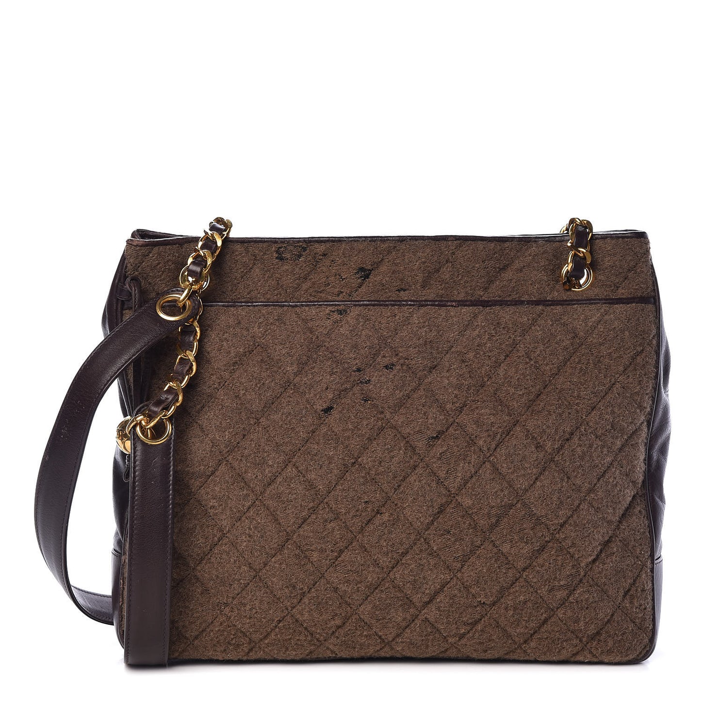Wool Quilted Shopper Tote Brown