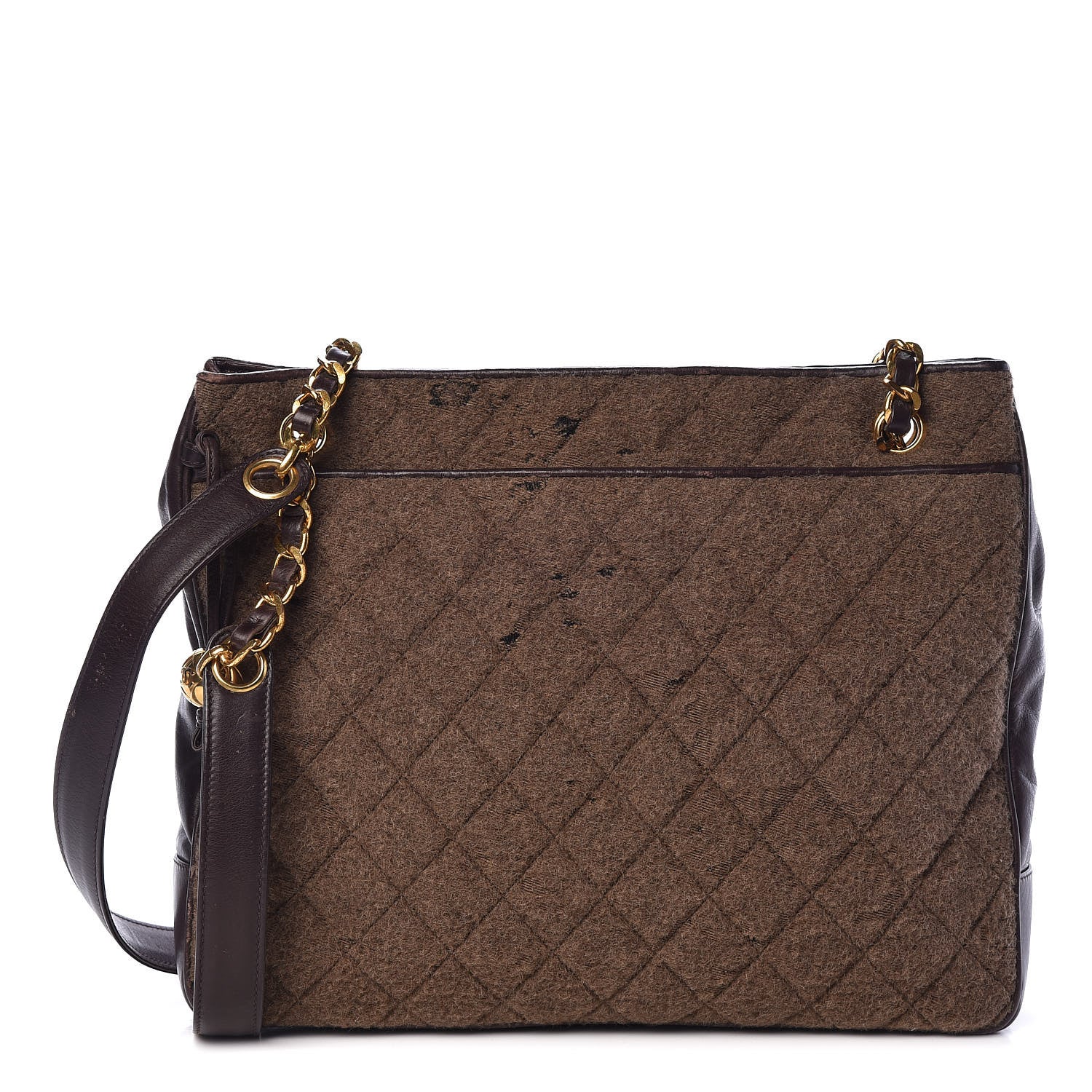 Chanel Wool Quilted Shopper Tote Brown 1 of 11