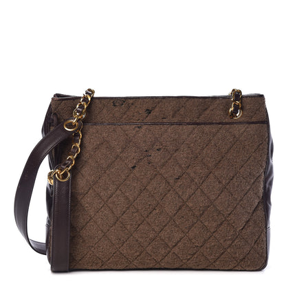 Chanel Wool Quilted Shopper Tote Brown 1 of 11