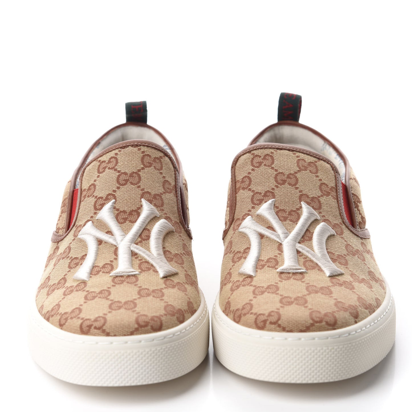 X MLB GG Monogram NY Yankees Embroidered Mens Slip On Sneakers 11 Beige Ruggine Rust