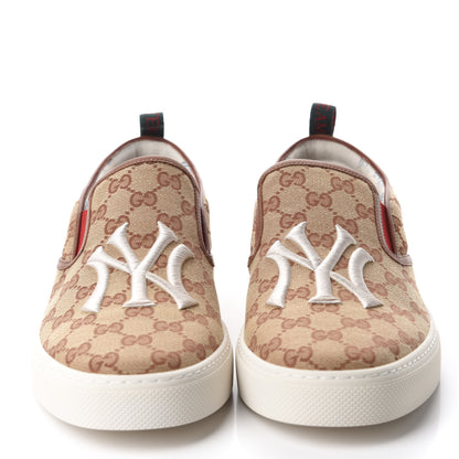 Gucci X MLB GG Monogram NY Yankees Embroidered Mens Slip On Sneakers 11 Beige Ruggine Rust 2 of 10