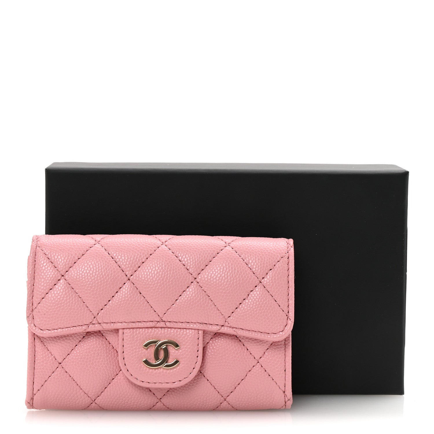 Chanel Caviar Quilted Flap Card Holder Wallet Light Pink 9 of 9