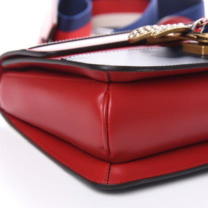 Gucci Calfskin Sylvie Web Queen Margaret Shoulder Bag Blue Agata Hibiscus Red Mystic White 10 of 11