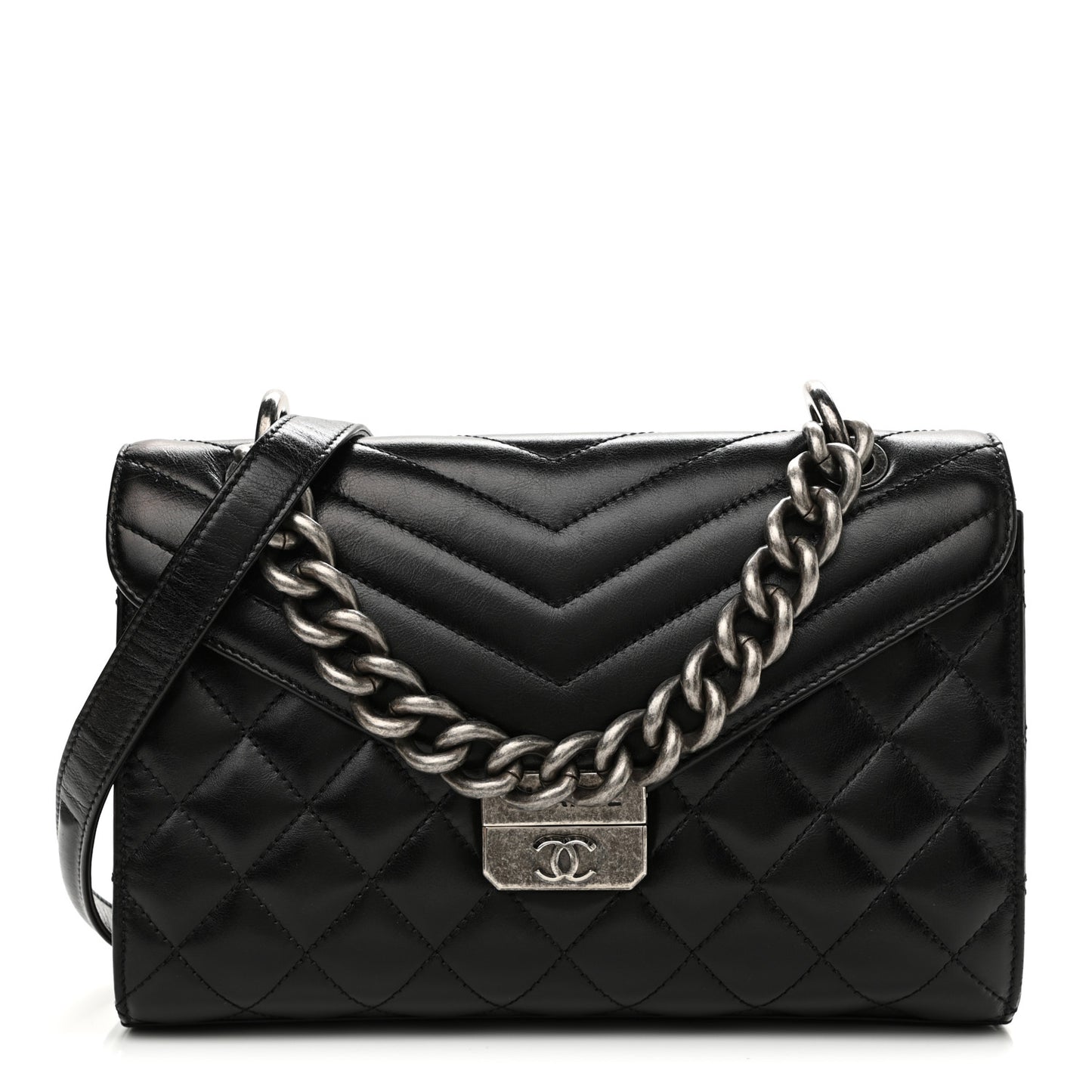 Calfskin Quilted Medium Mad About Quilting Flap Black