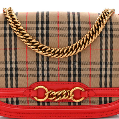 Burberry Patent 1983 Knight Check Link Shoulder Bag Bright Red 7 of 11