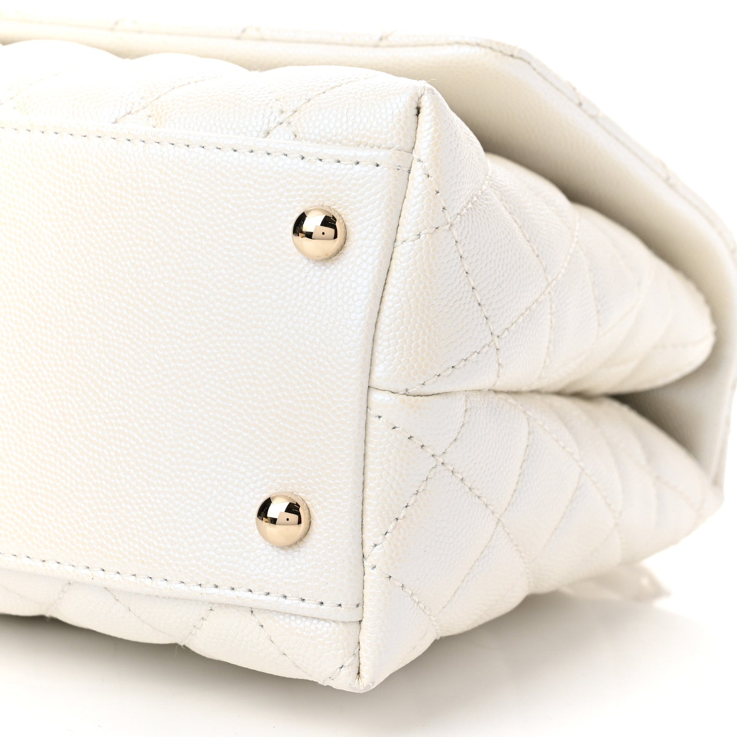 Chanel Iridescent Caviar Quilted Small Coco Handle Flap White 10 of 11