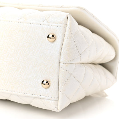 Chanel Iridescent Caviar Quilted Small Coco Handle Flap White 10 of 11