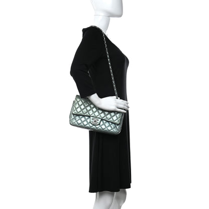 Chanel Patent Calfskin Quilted Medium Double Flap Turquoise 3 of 17