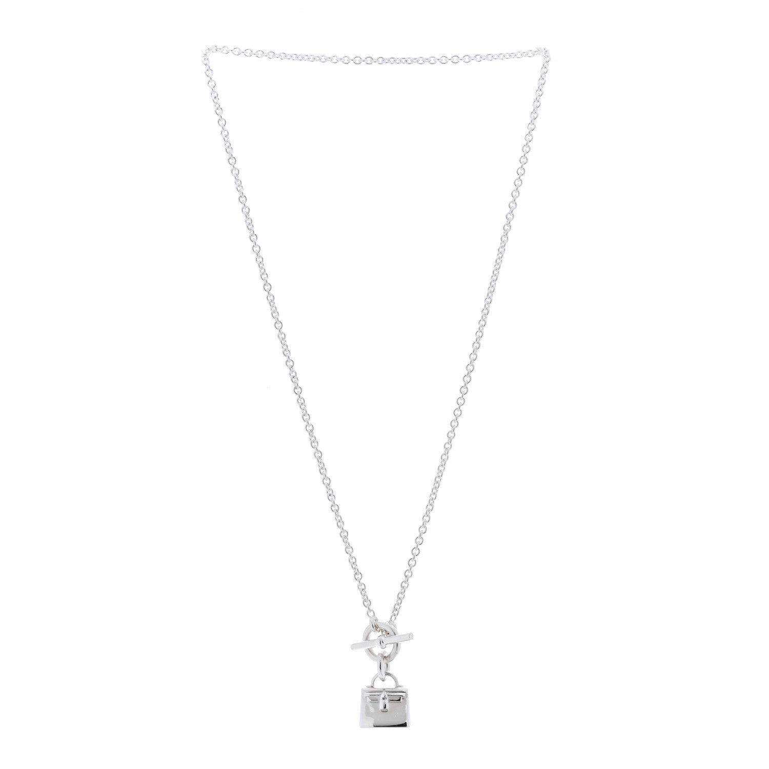 Hermes Sterling Silver Kelly Charm Pendant Necklace 3 of 5