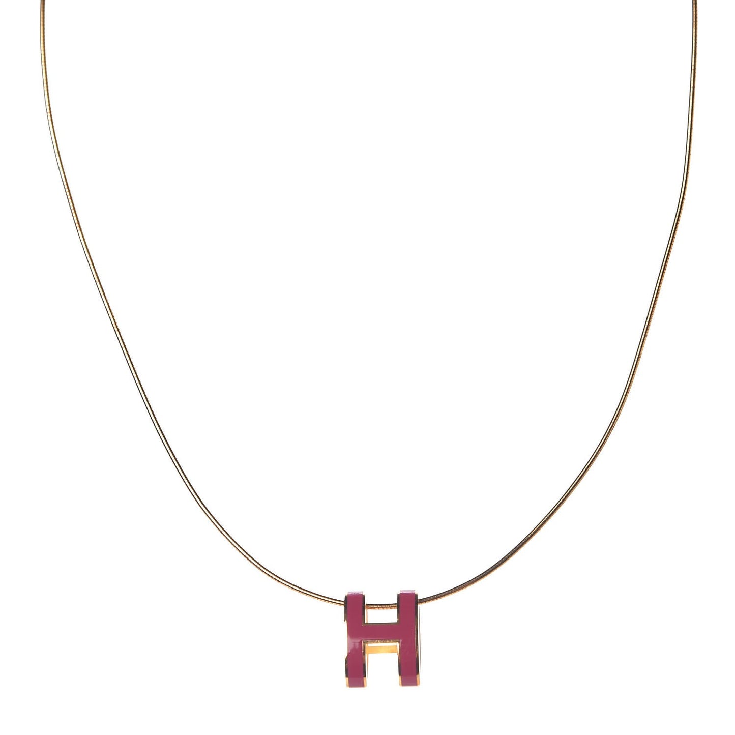 Lacquered Gold Pop H Pendant Necklace Rose Indien