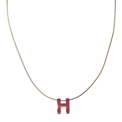 Hermes Lacquered Gold Pop H Pendant Necklace Rose Indien 1 of 4