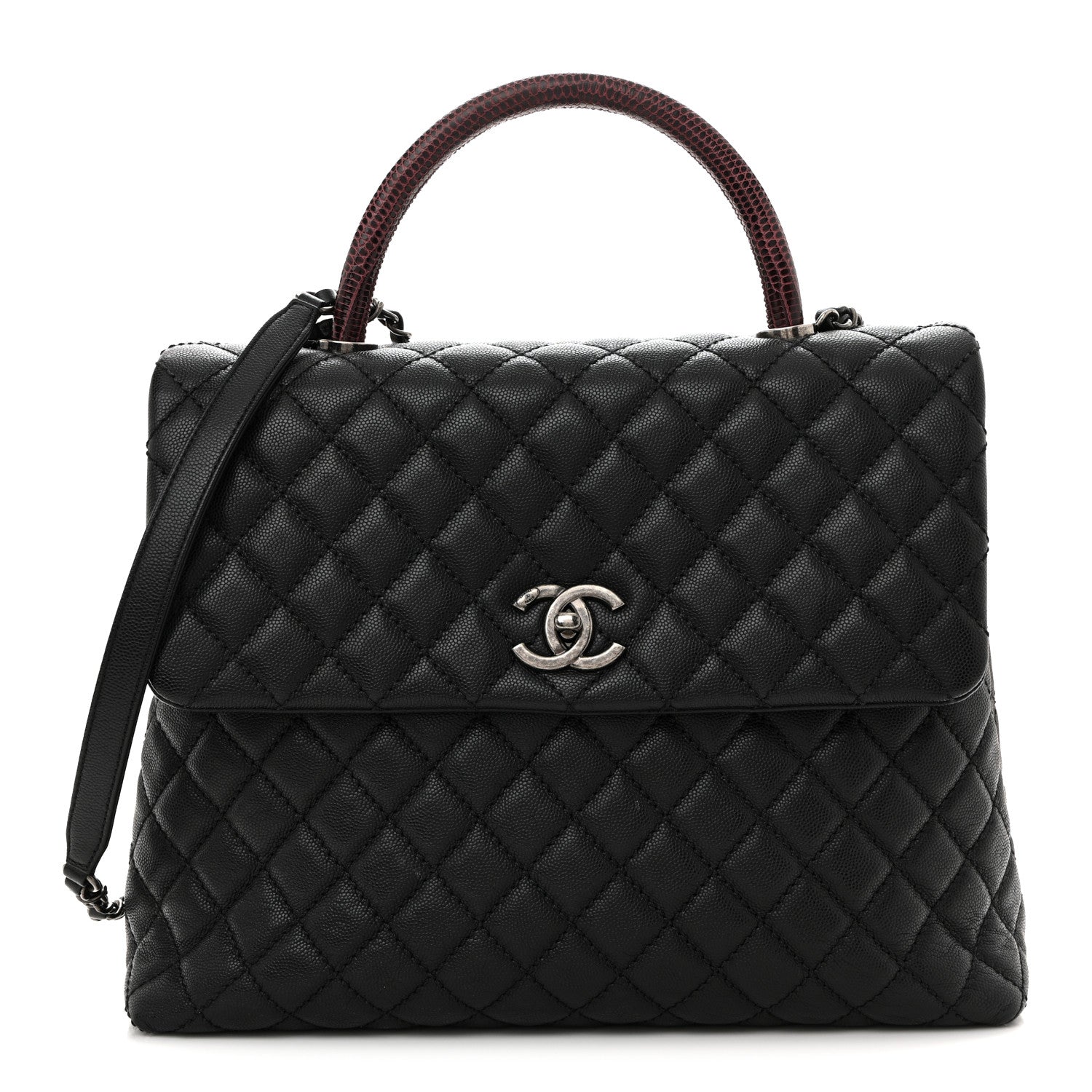 Chanel Caviar Lizard Quilted Large Coco Handle Flap Black 1 of 13