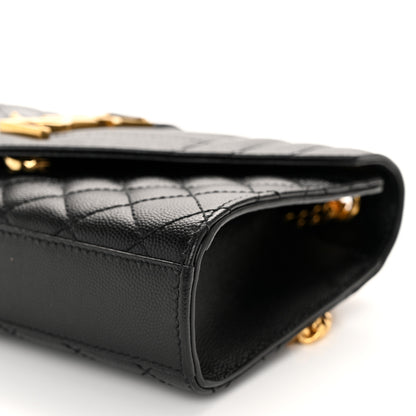 Saint Laurent Grain De Poudre Textured Mixed Matelasse Triquilt Small Monogram Satchel Black 10 of 11